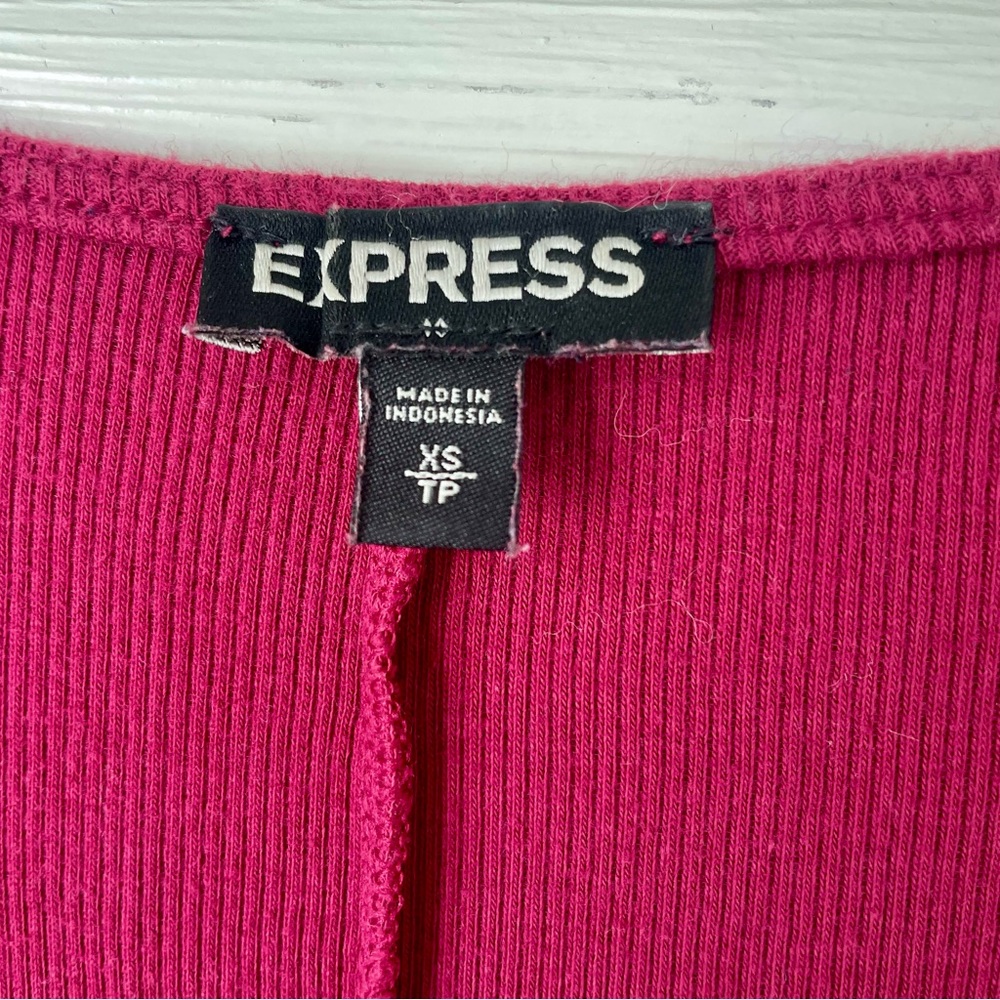 Express | XS Ribbed Raspberry-Colored Zip Dress - Picture 4 of 5